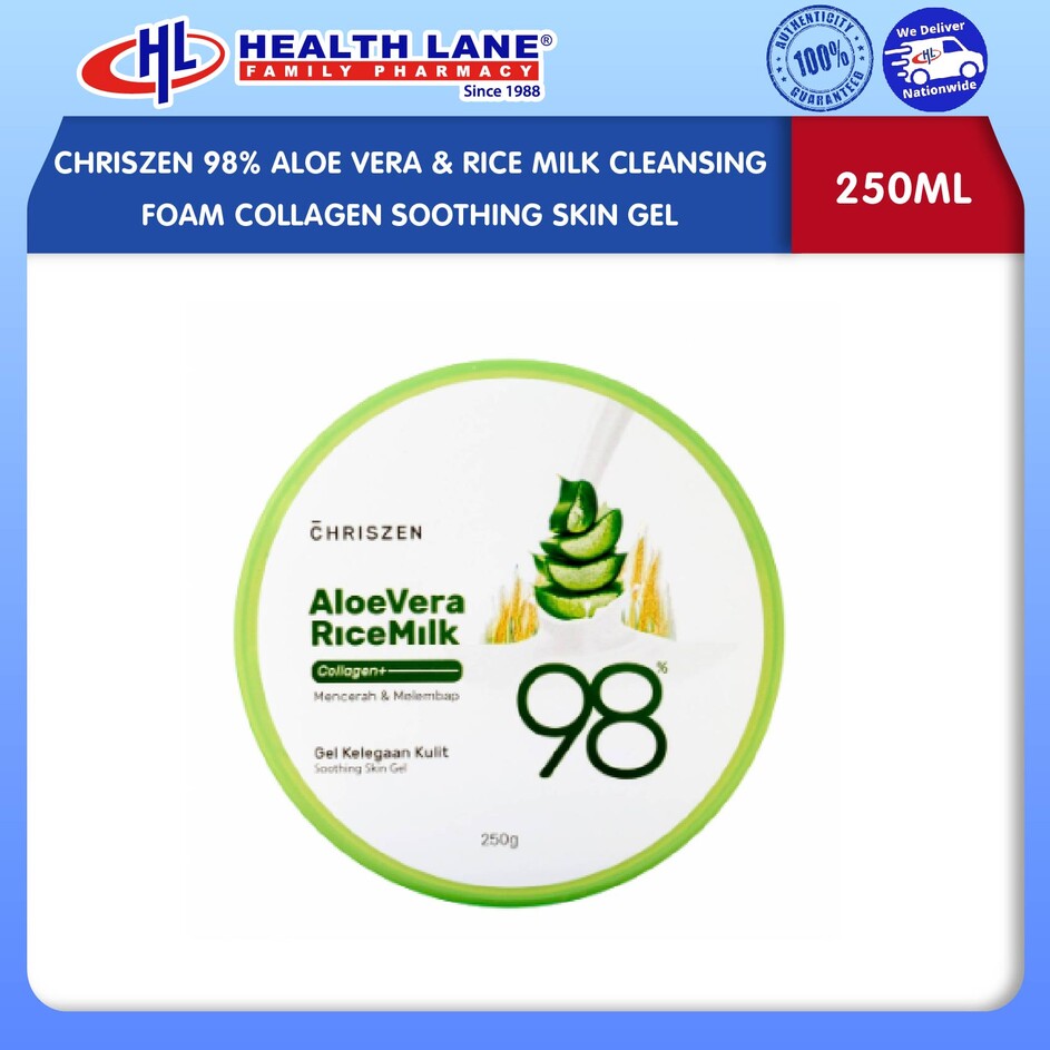 CHRISZEN 98% ALOE VERA & BERAS  SUSU COLLAGEN SOOTHING KULIT GEL (250ML)